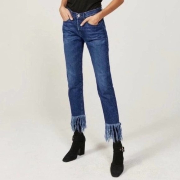3x1 Fringe Straight Crop in Lima Blue Jean Size: 27 - Picture 1 of 7